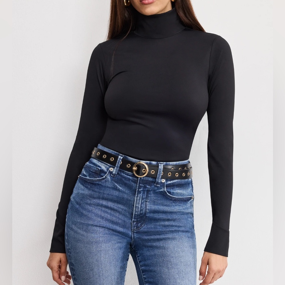 Good American Black Long Sleeve Bodysuit